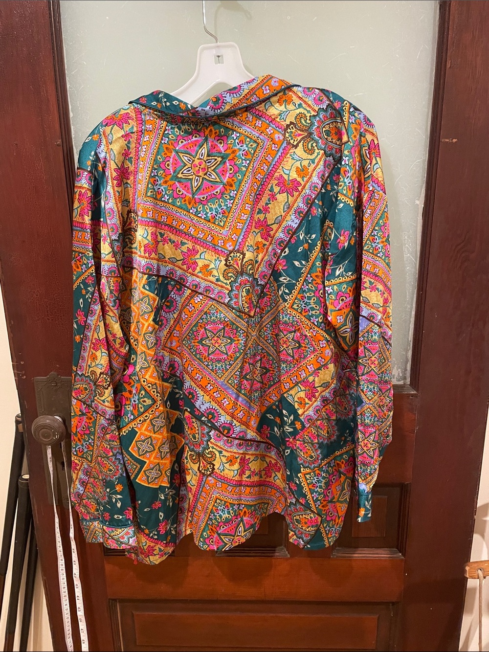 Johnny Was Teal Multi Paisley Patchwork Blouse - Picture 5 of 5